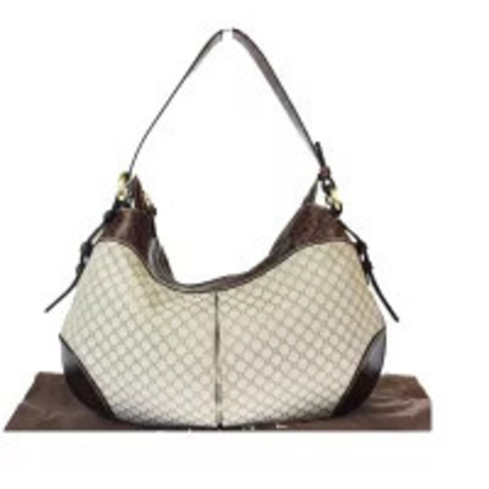 Celine Macadam Leather Shoulder Bag Brown